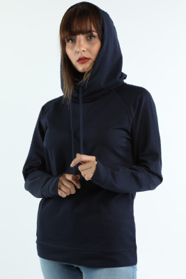 Kadın Kapüşonlu Sweatshirt Lacivert - Thumbnail