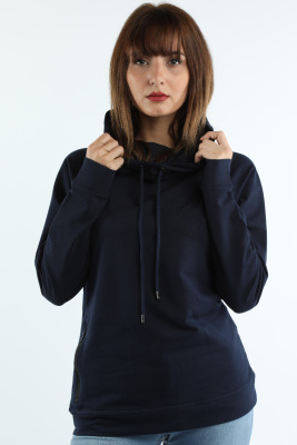 Kadın Kapüşonlu Sweatshirt Lacivert - Thumbnail