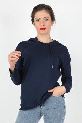 Kadın Kapüşonlu Sweatshirt Lacivert - Thumbnail