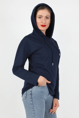 Kadın Kapüşonlu Sweatshirt Lacivert - Thumbnail