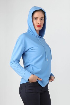 Kadın Kapüşonlu Sweatshirt Mavi - Thumbnail