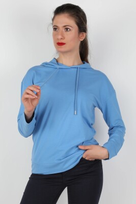 Kadın Kapüşonlu Sweatshirt Mavi - Thumbnail