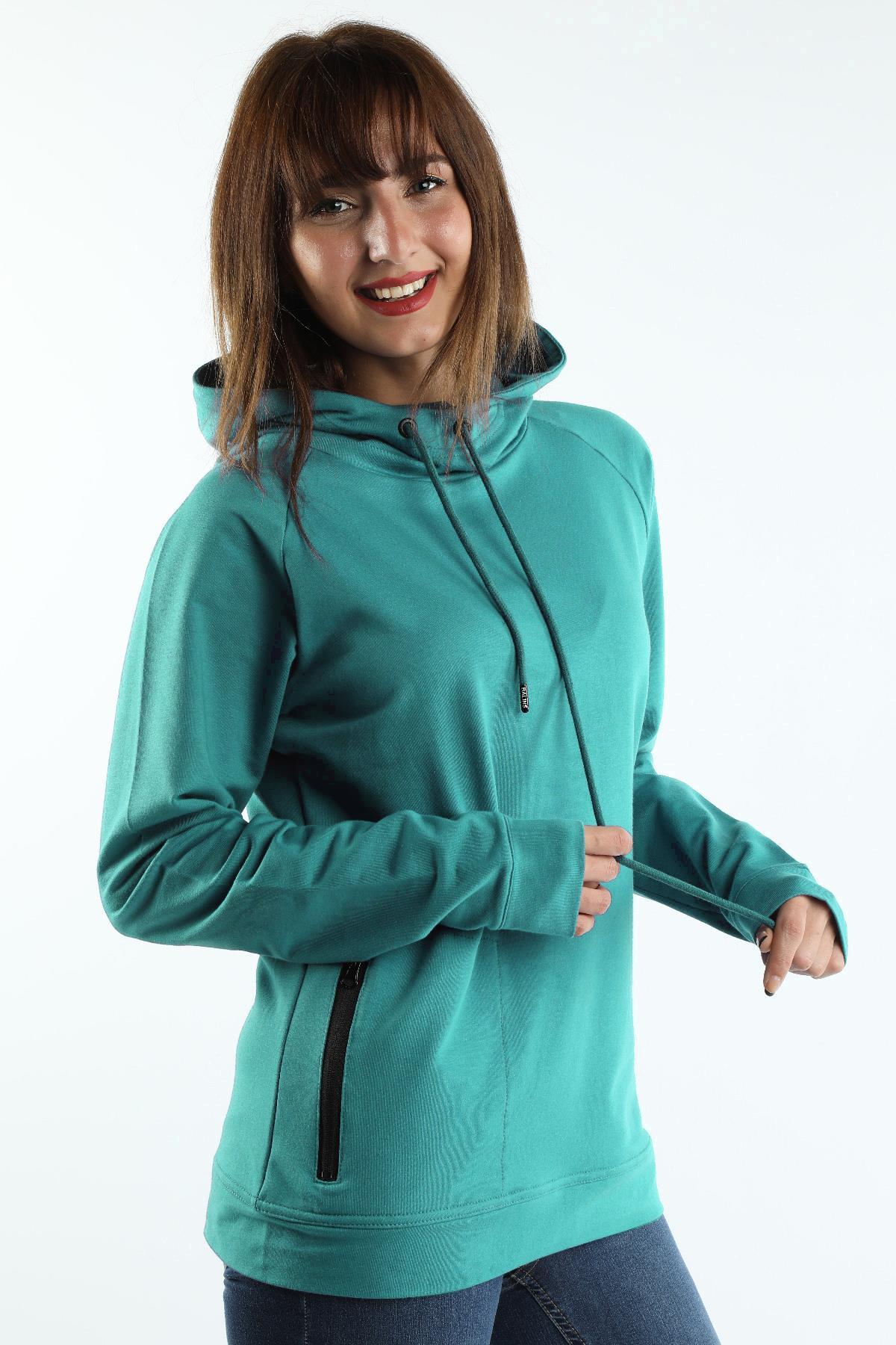 Balins - Kadın Kapüşonlu Sweatshirt Mint BTK/226.Mint