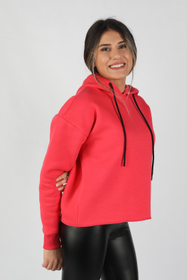 Kadın Kapüşonlu Sweatshirt Nar - Thumbnail