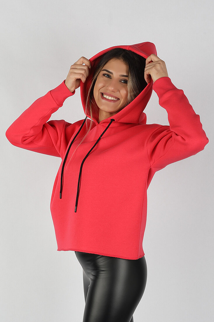 Kadın Kapüşonlu Sweatshirt Nar - 1