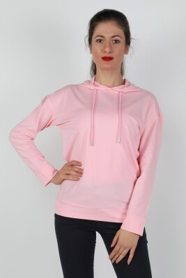 Kadın Kapüşonlu Sweatshirt Pembe - Thumbnail