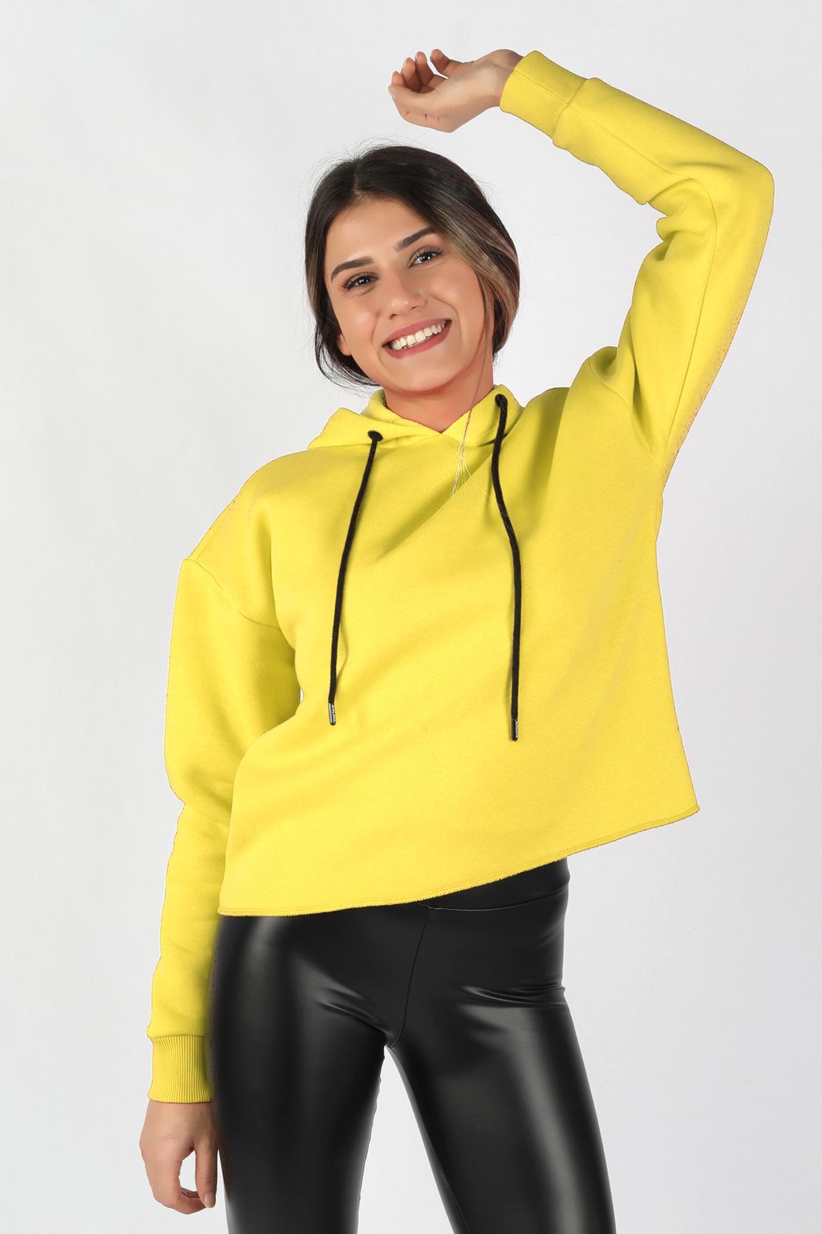 Balins - Kadın Kapüşonlu Sweatshirt Sarı