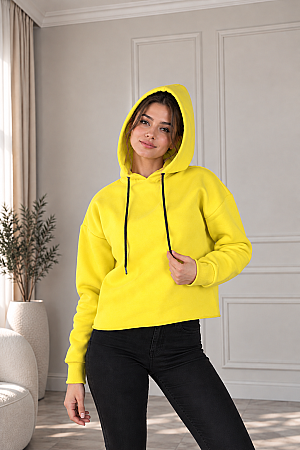 Kadın Kapüşonlu Sweatshirt Sarı - 2