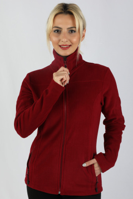 Kadın Kol Fermuarlı Sweatshirt Bordo - Thumbnail