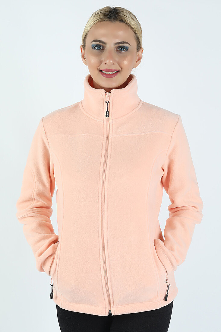 Kadın Kol Fermuarlı Sweatshirt Pembe - 1
