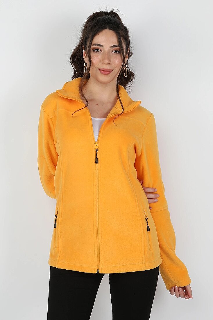 Kadın Kol Fermuarlı Sweatshirt Sarı - 1