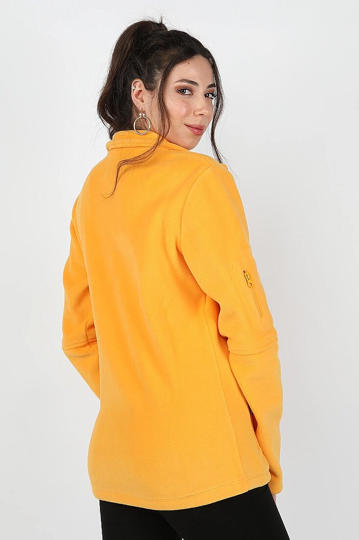 Kadın Kol Fermuarlı Sweatshirt Sarı - 2