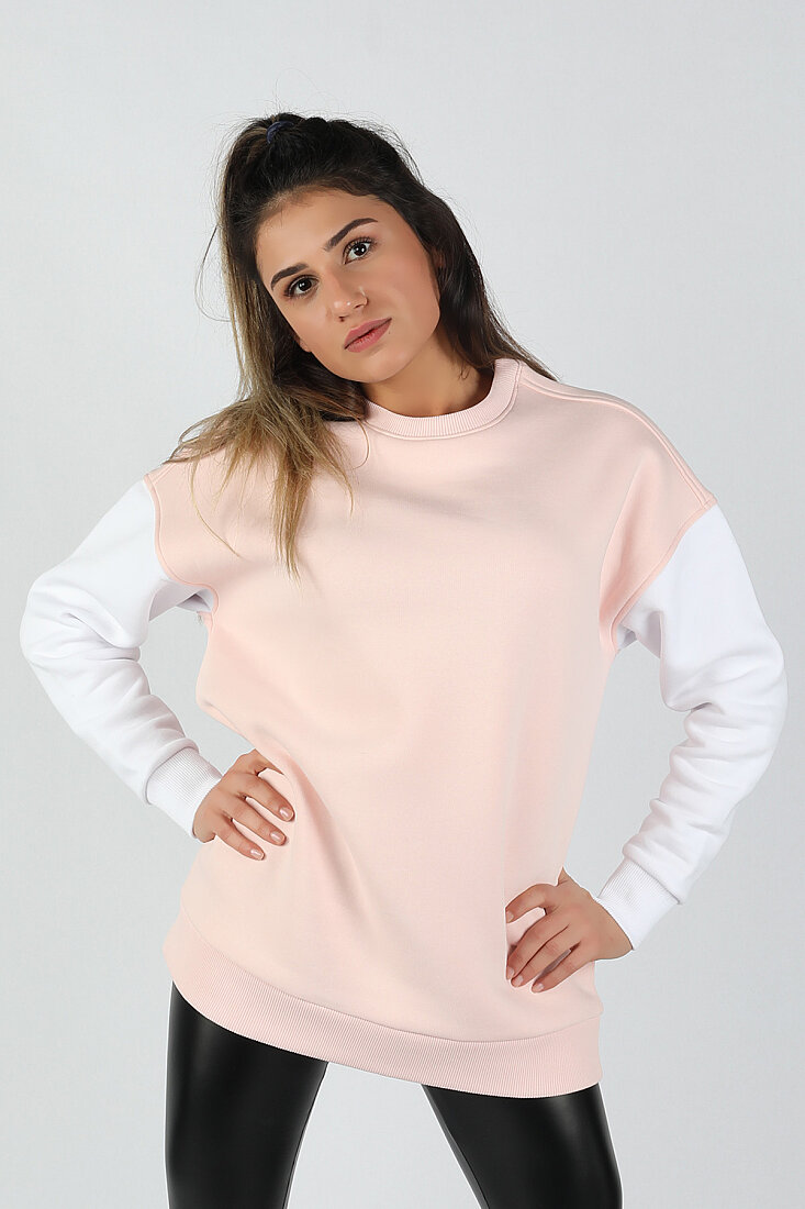 Kadın Kolları  Renkli Sweatshirt  Pembe - 1
