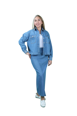 Kadın Kot Etek Mavi - Thumbnail