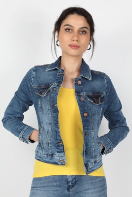 Kadın Kot Mont Orta Mavi - Thumbnail