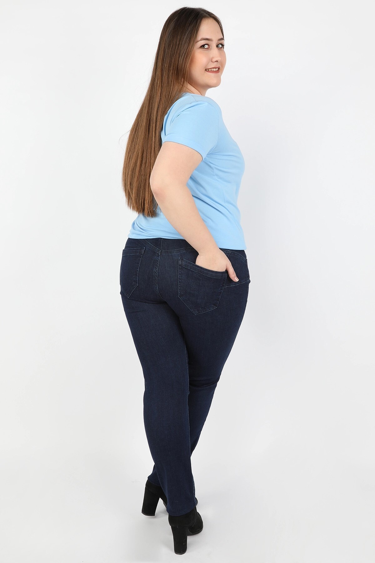 Kadın Kot Pantolon Koyu Düz Kadın Kot Pantolon Koyu Düz