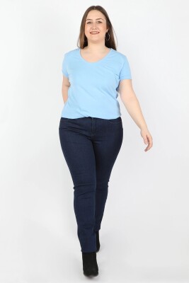 Balins - Kadın Kot Pantolon Koyu Düz