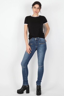 Kadın Kot Pantolon Orta Mavi - Thumbnail