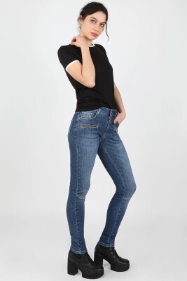 Kadın Kot Pantolon Orta Mavi - Thumbnail