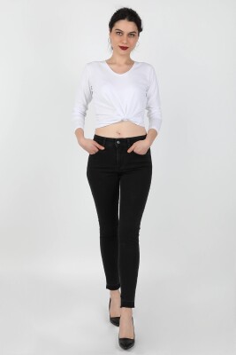 Kadın Kot Pantolon Düz Yık. Siyah -2JA/5229.Siyah - Thumbnail