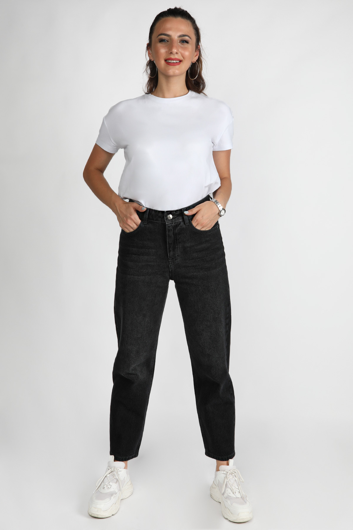 Balins - Kadın Kot Pantolon Yıkamalı Siyah