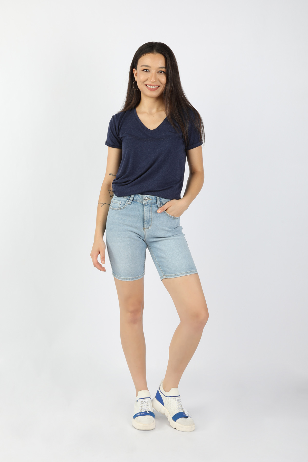 Balins - Kadın Kot Şort Açık Mavi