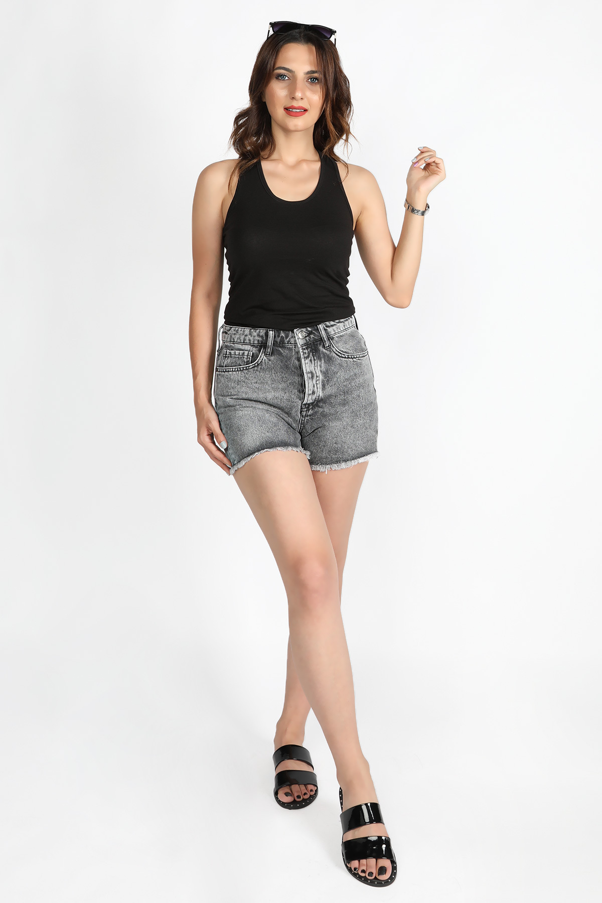 Balins - Kadın Kot Şort Asit Yıka -2JC/5894.Asit Yıka