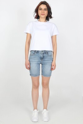 Kadın Kot Şort Asit Yıka - Thumbnail