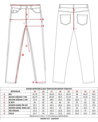 Kadın Nervürlü Kot Pantolon - Thumbnail