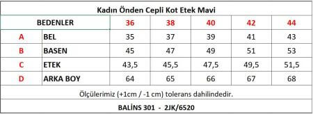 Kadın Önden Cepli Kot Etek Mavi - 3