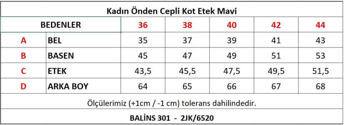 Kadın Önden Cepli Kot Etek Mavi - 3