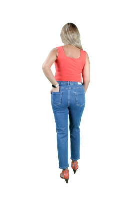 Kadın Orta Mavi Mom Jeans - Thumbnail