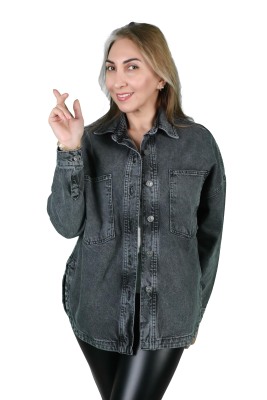 Kadın Oversize Kot Ceket 2L/6420 - Thumbnail