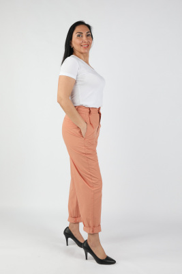 Kadın Poplin Gabardin Pantolon Turuncu Kiremit - Thumbnail