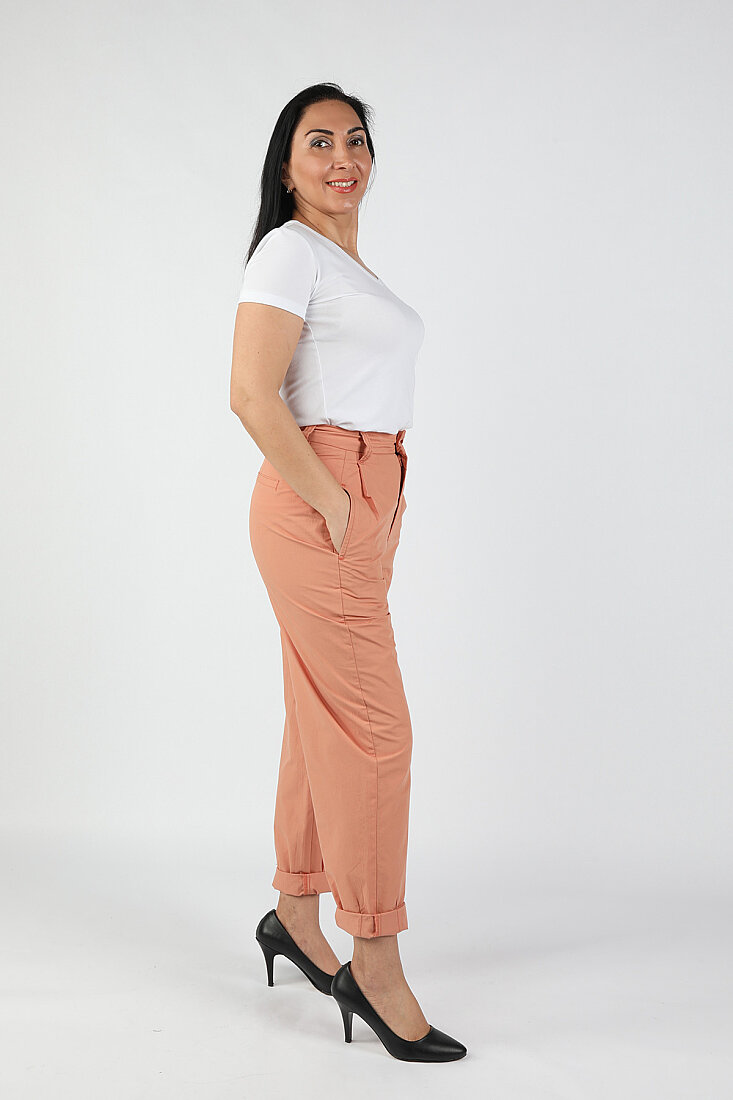 Kadın Poplin Gabardin Pantolon Turuncu Kiremit - 2
