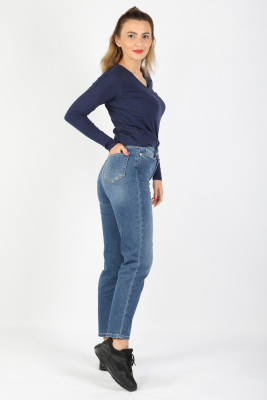 Kadın Şardonlu Kot Pantolon Açık Mavi - Thumbnail