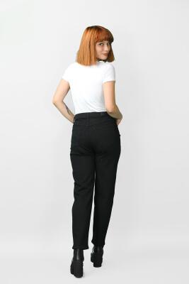 Kadın Şardonlu Kot Pantolon Siyah - Thumbnail