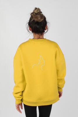 Kadın Sıfır Yaka Baskılı Sweatshirt - Thumbnail