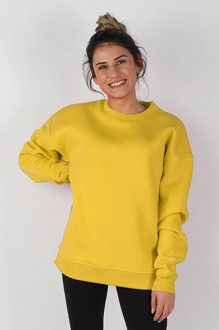 Kadın Sıfır Yaka Baskılı Sweatshirt - 4