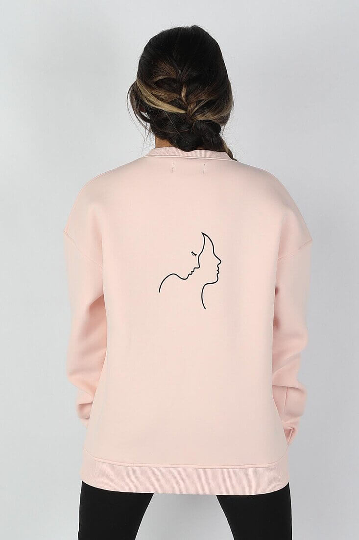 Kadın Sıfır Yaka Baskılı Sweatshirt - 7