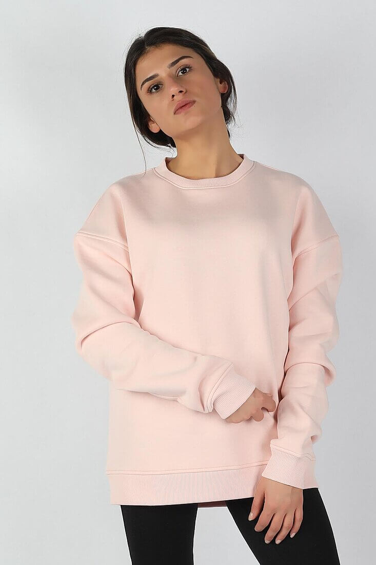 Kadın Sıfır Yaka Baskılı Sweatshirt - 8