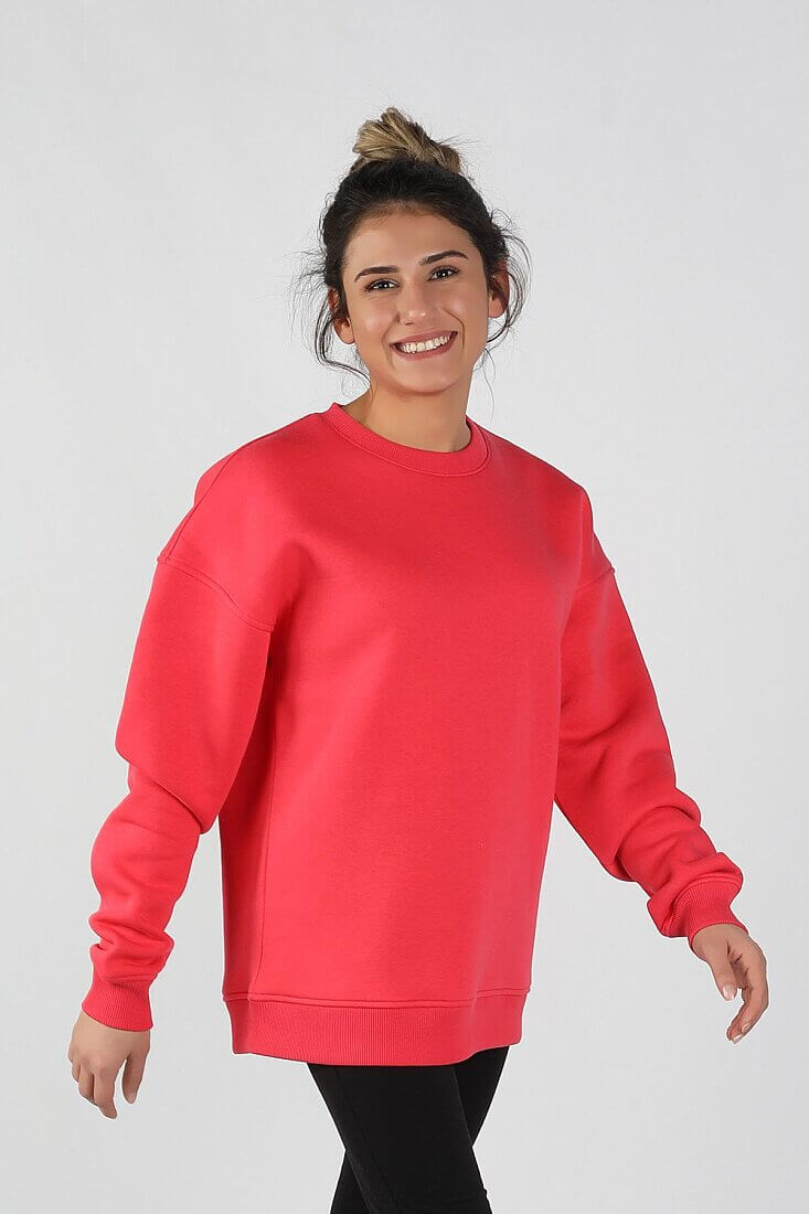 Kadın Sıfır Yaka Baskılı Sweatshirt - 10