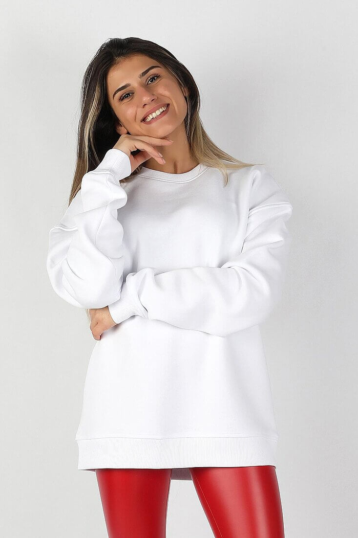 Kadın Sıfır Yaka Sweatshirt - 1