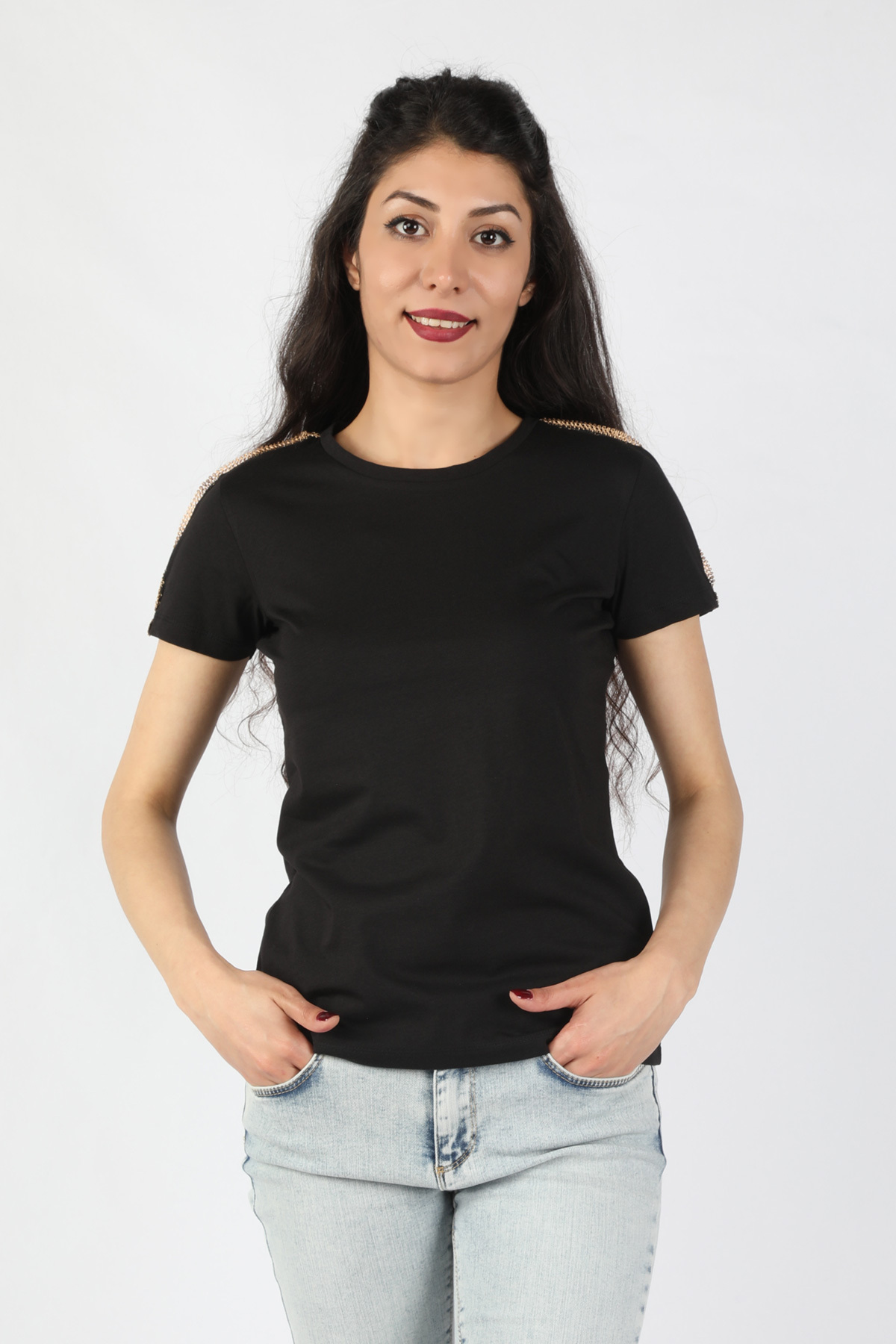 Balins - Kadın Süprem Fisto Detaylı Tişört Siyah