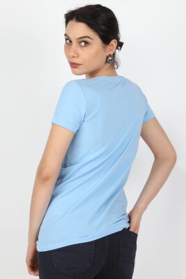 Kadın Süprem Kısa Kollu Tişört Açık Mavi - Thumbnail