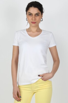 Kadın Süprem Kısa Kollu Tişört Beyaz - Thumbnail