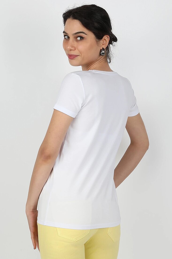 Kadın Süprem Kısa Kollu Tişört Beyaz - 2