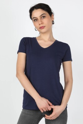 Kadın Süprem Kısa Kollu Tişört Lacivert - Thumbnail