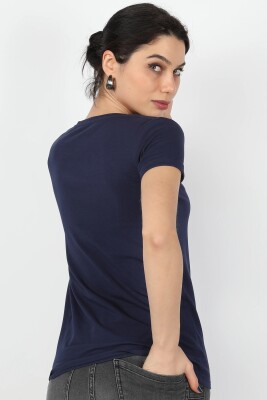 Kadın Süprem Kısa Kollu Tişört Lacivert - Thumbnail