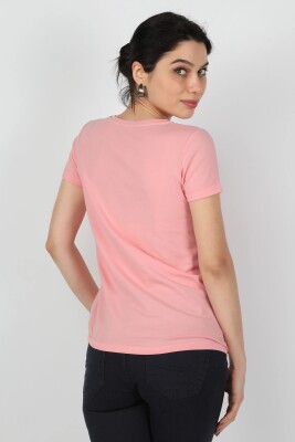 Kadın Süprem Kısa Kollu Tişört Pembe - Thumbnail